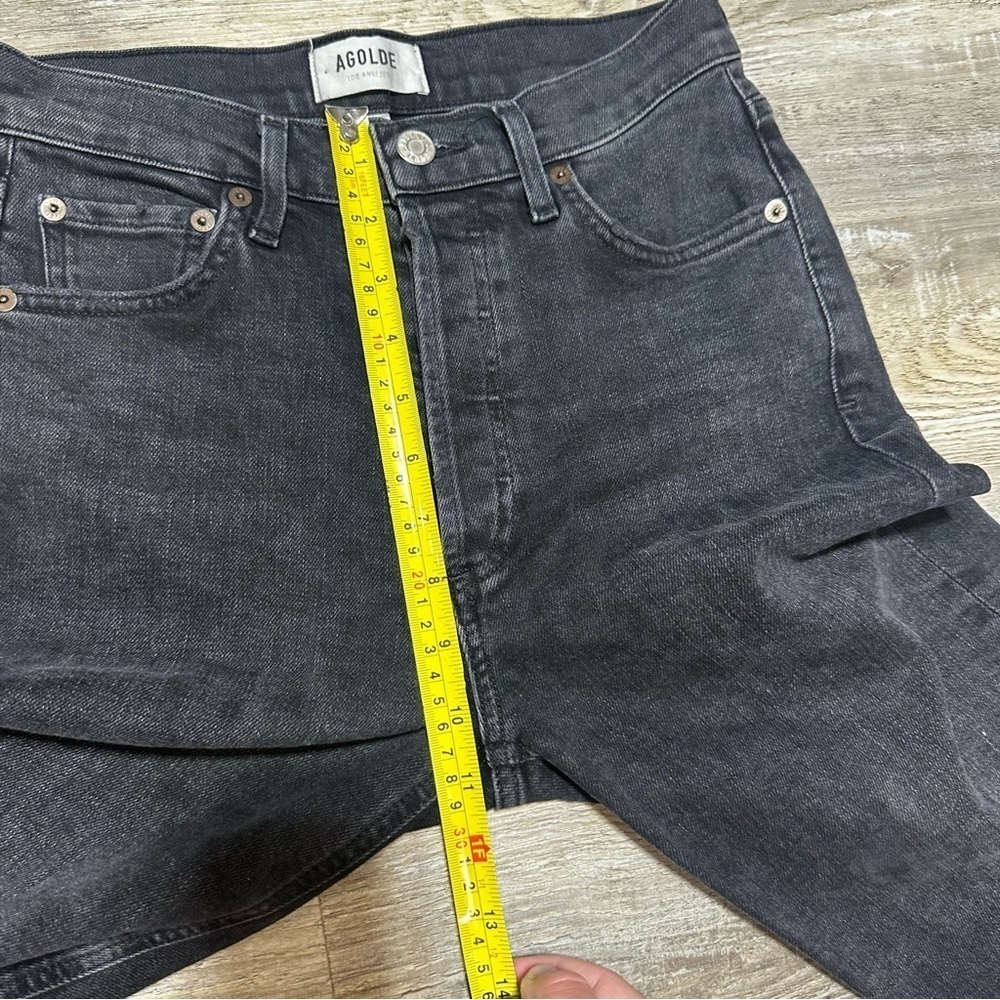 AGOLDE Nico High Rise Slim Fit Jeans in Cassette 25 Black Distressed - Picture 12 of 13